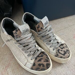 P448 Brown and Silver Sneakers with Mixed Patterns